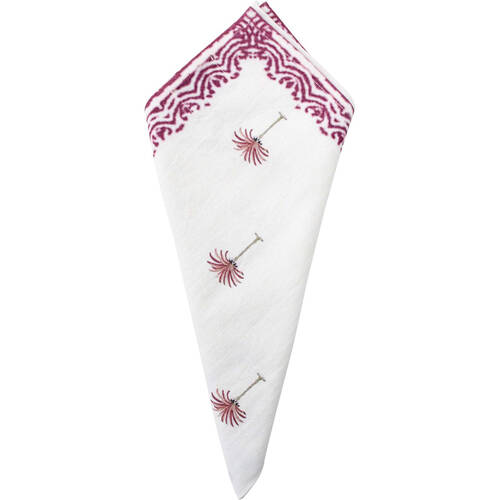 LVD 100% Soft Cotton Reusable Table Napkin 45x45cm Plum Berry Palm/White