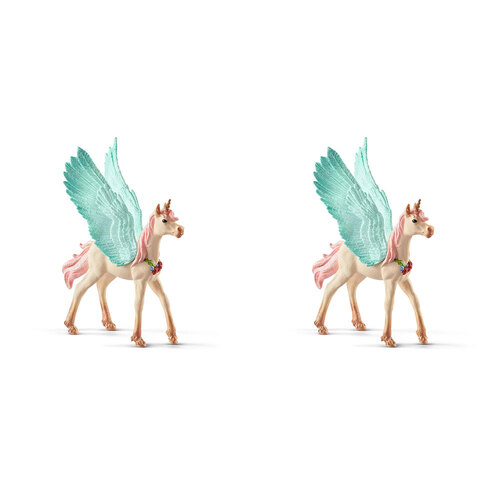 2PK Schleich Kids/Childrens Toy Figurine Decorated unicorn Pegasus, foal 