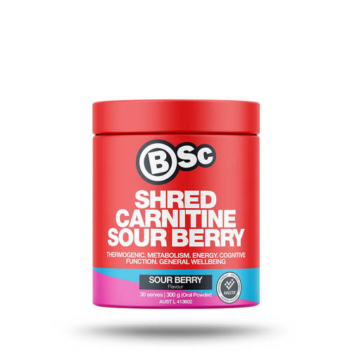 BSc Shred Carnitine 30 Serves Wellbeing Supplement 300g Sour Berry
