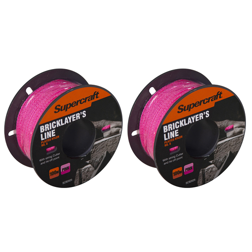 2PK Supercraft Brickline No8 Pink 100M High Visibility Construction Tool