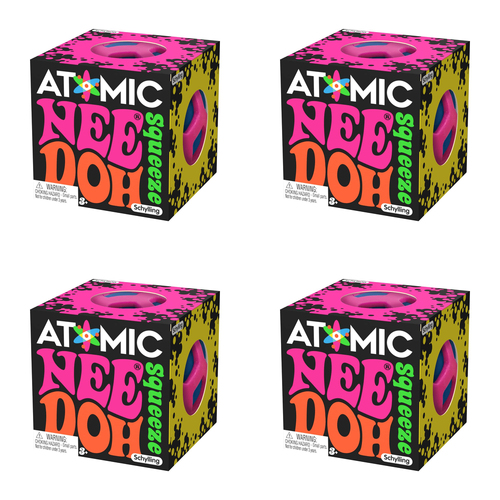 4PK Schylling Atomic Nee Doh Squeeze Ball Kids Toy 6cm Assorted 3y+
