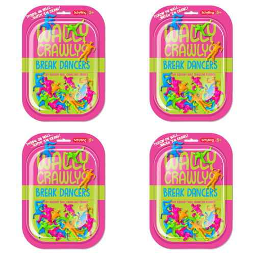 4PK Schylling Wally Crawly Breakdancers Stretchy Squishy Figures 5y+