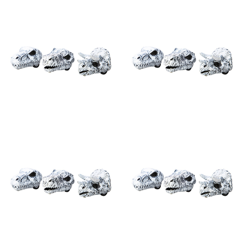 4PK Schylling Chomp & Go Dino Skulls 5cm Pull Racer Toy Assorted 3+