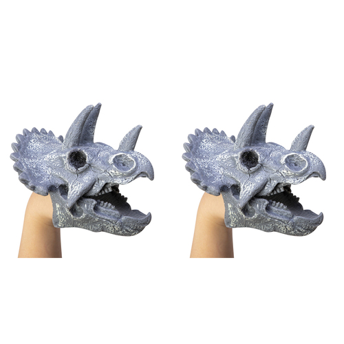 2PK Schylling Dino Skull Hand Puppet Kids Pretend Play Toy Grey Assorted 3y+