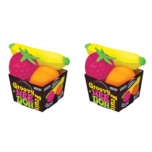 2PK Schylling Nee Doh Groovy Fruit Kids Squeeze Toy Assorted 3y+