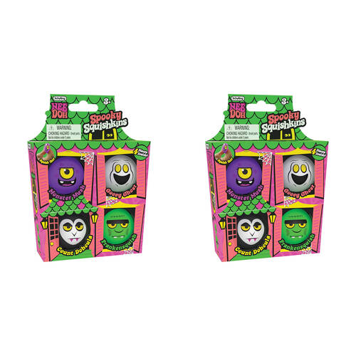2x 4pc Schylling Spooky Squishkins Haunted House Nee Doh - Asstd 3y+