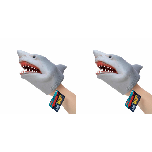 2PK Schylling Stretchy Shark Hand Puppet Kids 15cm Toy 5y+