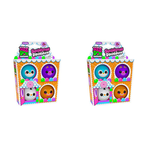 2x 4pc Schylling Squishmas Squishkins Nee Doh Toys - Assorted 3y+