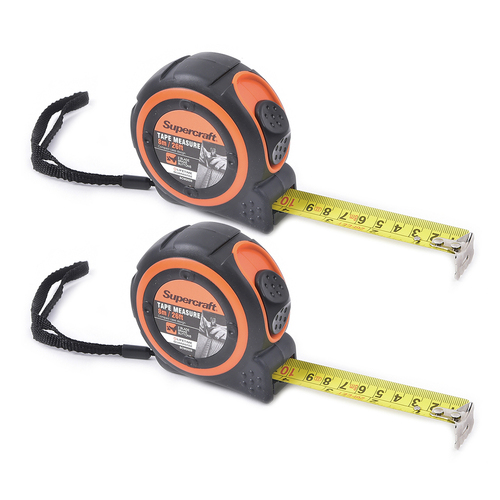 2PK Supercraft Retractable Tape Measure 8M/26Ft Metric/Imperial Ruler DIY Tool