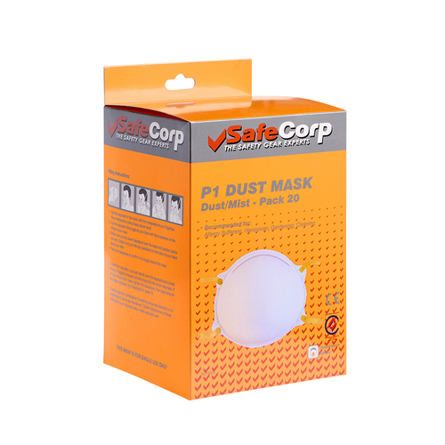 20pc Safecorp Mask Dust P1 Protective Face Covering PPE