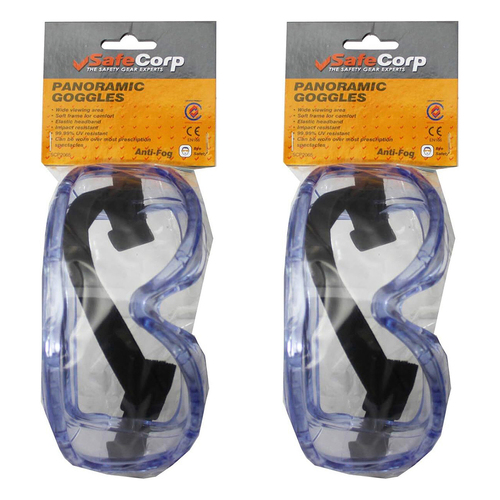 2PK Safecorp PPE Soft Frame Safety Goggles Anti Fog UV Ressitant Panoramic