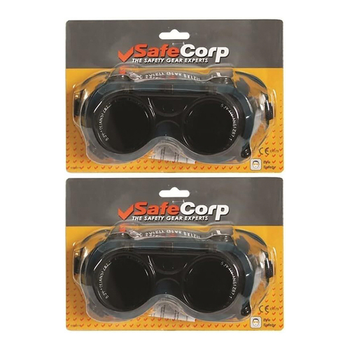 2PK Safecorp PPE Safety Lift Up Lens Welding Goggles Black