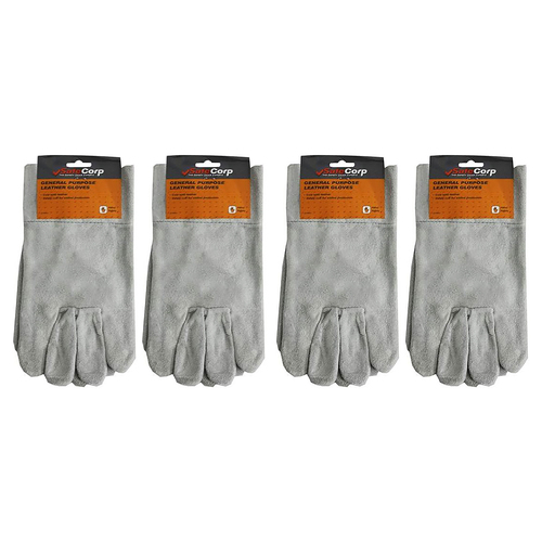 4PK Safecorp PPE Safety General Purpose Gloves Pair Cow Split Leather
