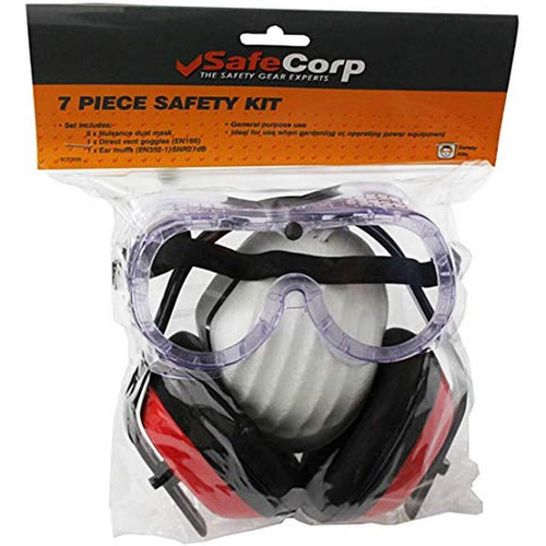 7pc Safecorp PPE Safety Kit Dust Mask/Goggles/Ear Muffs