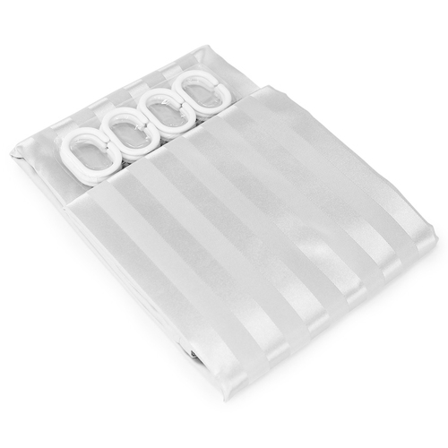 Wam Poly Bathroom Shower Classic Satin Curtain - White