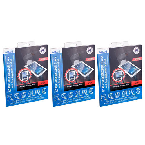 3PK Laser Screen Protector Glass - iPad 3/4