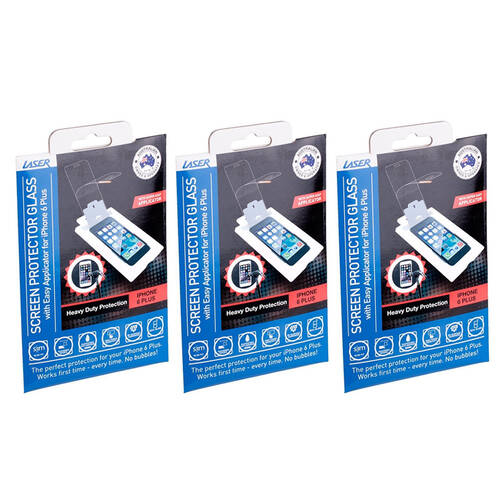 3PK Laser Screen Protector Glass - iPhone 6/6s
