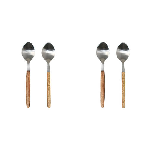 2x 2pc NF Living Serving Spoons Set with Handles Utensils 18.5x10cm Brown