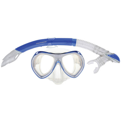 2pc Mirage Crystal Snorkelling/Swimming Mask & Snorkels Set Blue