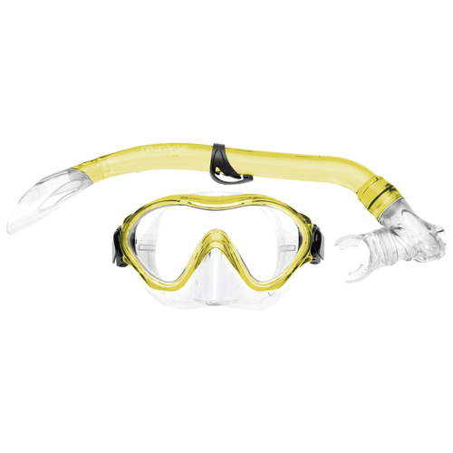 2pc Mirage Goby Kids Junior Silitex Mask & Snorkel Set Yellow