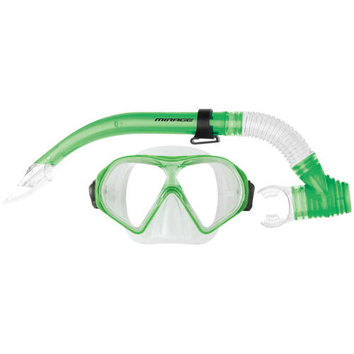 2pc Mirage Tropic Snorkelling/Swimming Mask & Snorkels Set Green