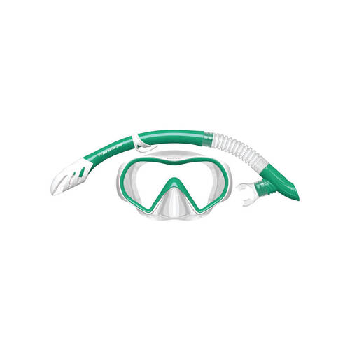 2pc Mirage Explorer Snorkelling/Swimming Mask & Snorkels Set Green