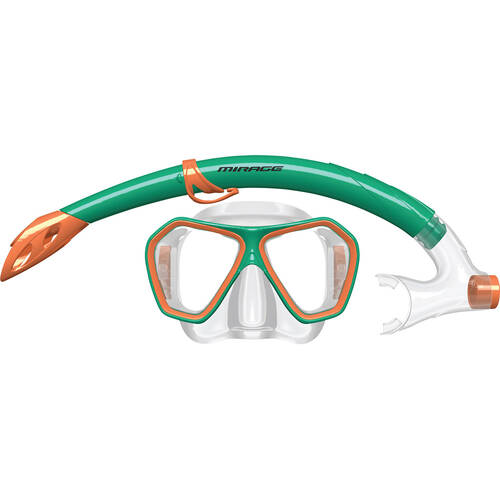 Mirage Splash Junior Silicone Mask/Snorkel Set Snorkeling Accessory Green/Peach