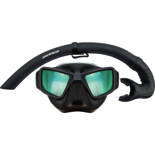 Mirage Assasin Silicone Mask/Snorkel Set Adult Snorkeling Accessory Black