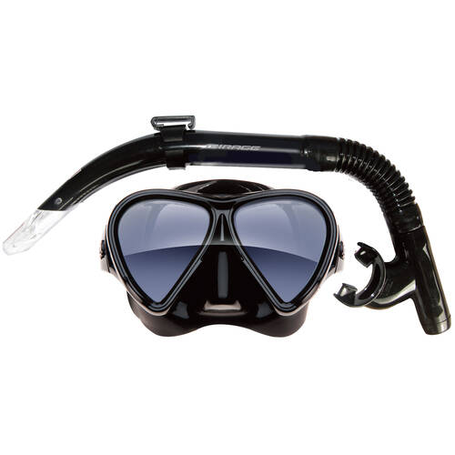 2pc Mirage Eclipse Snorkelling/Swimming Mask & Snorkels Set Black