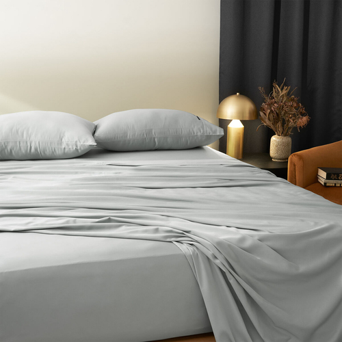 Morrissey King Bed Fitted Sheet Set 400TC Bamboo/Cotton Pewter