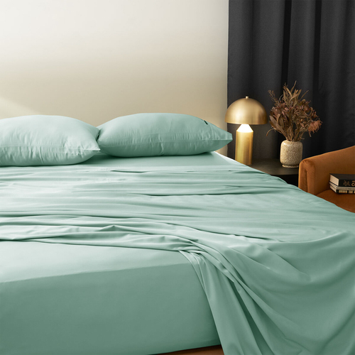 Morrissey King Bed Fitted Sheet Set 400TC Bamboo/Cotton Pale Jade