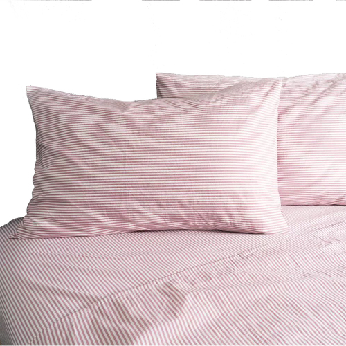 Sheraton Luxury Queen Bed Fitted Sheet Set Maison Indi Stripe Vintage Wash  Dusty Rose