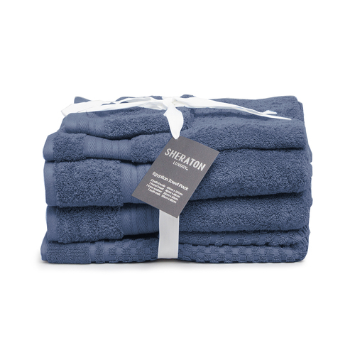 5pc Sheraton Luxury Egyptian Towel Pack - Deep Blue