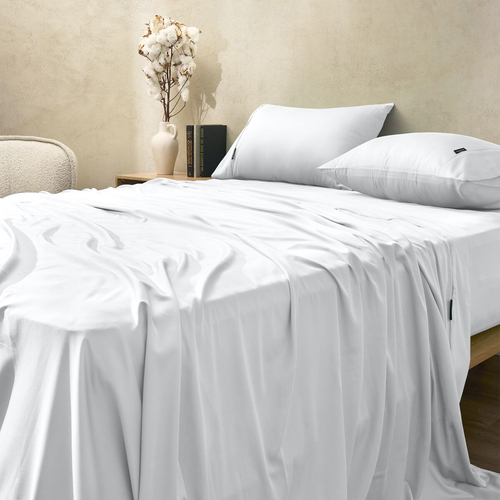 Sheraton Single Bamboo/Cotton Sheet Set Bed White