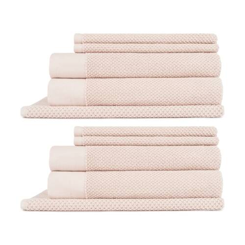 2x 5pc 550GSM Sheraton Luxury Cotton Bathroom Marlon Towel Set Blush