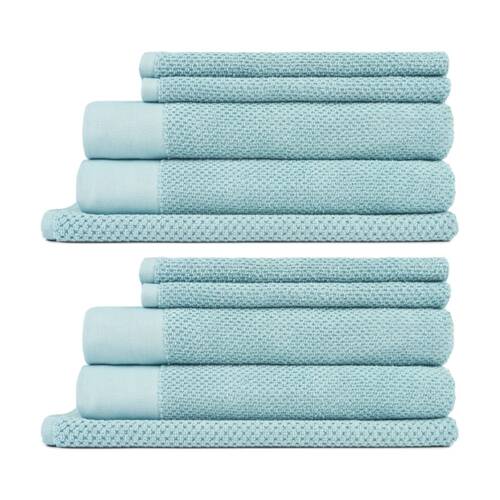 2x 5pc 550GSM Sheraton Luxury Cotton Bathroom Marlon Towel Set Blue Stone
