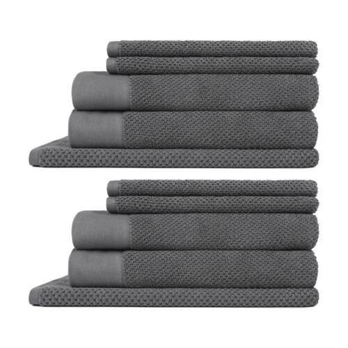 2x 5pc 550GSM Sheraton Luxury Cotton Bathroom Marlon Towel Set Charcoal
