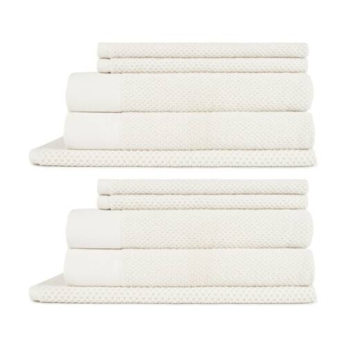 2x 5pc 550GSM Sheraton Luxury Cotton Bathroom Marlon Towel Set Flax