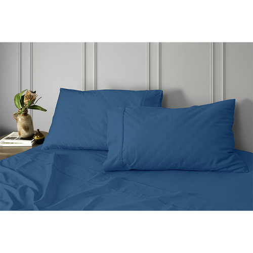 Tontine 250TC Cotton Fitted Sheet Set - King Bed Denim