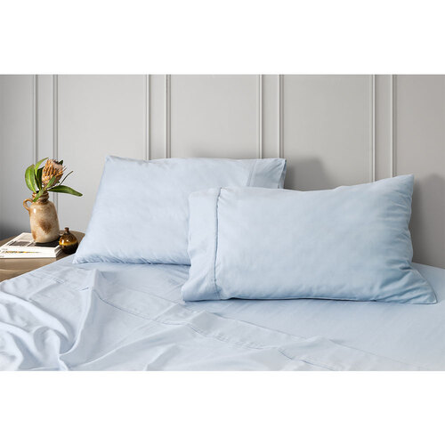 Tontine King Bed Fitted Sheet Set 300TC Australian Cotton Powder Blue