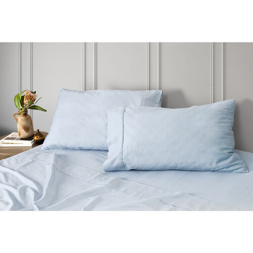 Tontine Queen Bed Fitted Sheet Set 300TC Australian Cotton Powder Blue