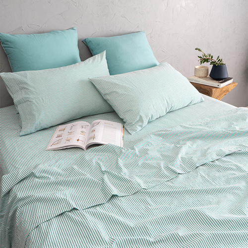 Tontine Vintage Stripes Sheet Set - King Bed Duck Egg