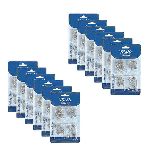12PK Malli Sewing Assorted Multi-Size Metal Safety Pin Set