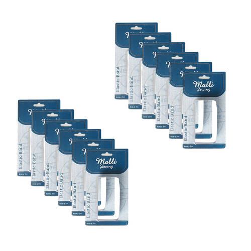 12PK Malli Braided Flat Elastic Band Tape 4cm x 3m - Assorted
