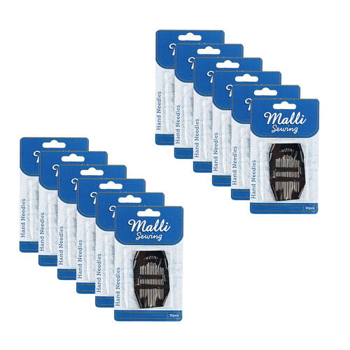 12x 30pc Malli Sewing Metal Sewing Hand Needles Silver - Assorted Sizes