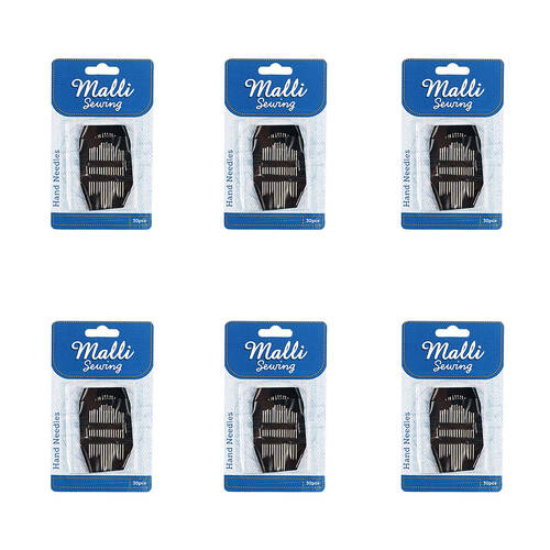 6x 30pc Malli Sewing Metal Sewing Hand Needles Silver - Assorted Sizes