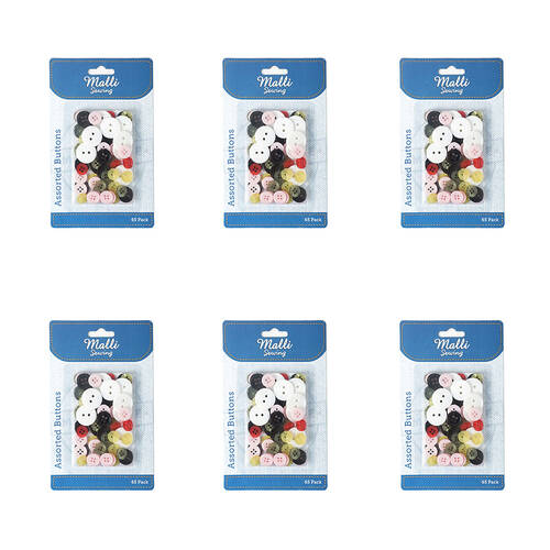6x 65pc Malli Sewing Assorted Sewing/Crafting Button Kit Set