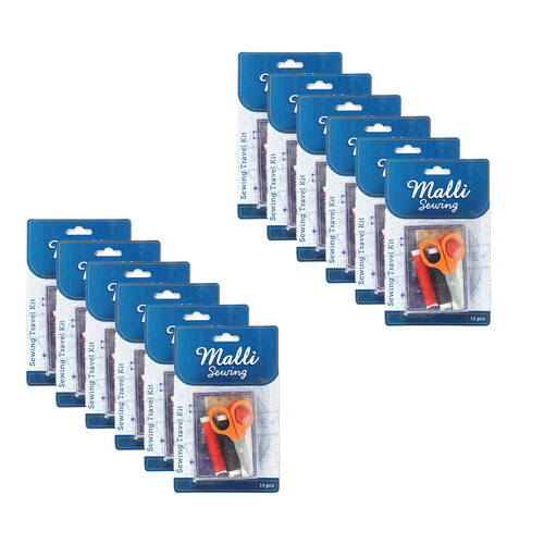 12x 14pc Malli Sewing Portable Mini Sewing Repair Travel Kit