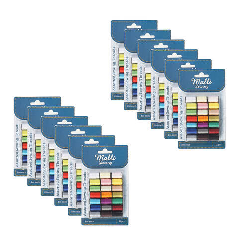 12PK Malli Sewing Durable Craft & Garment Threads - Assorted