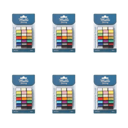 6PK Malli Sewing Durable Craft & Garment Threads - Assorted